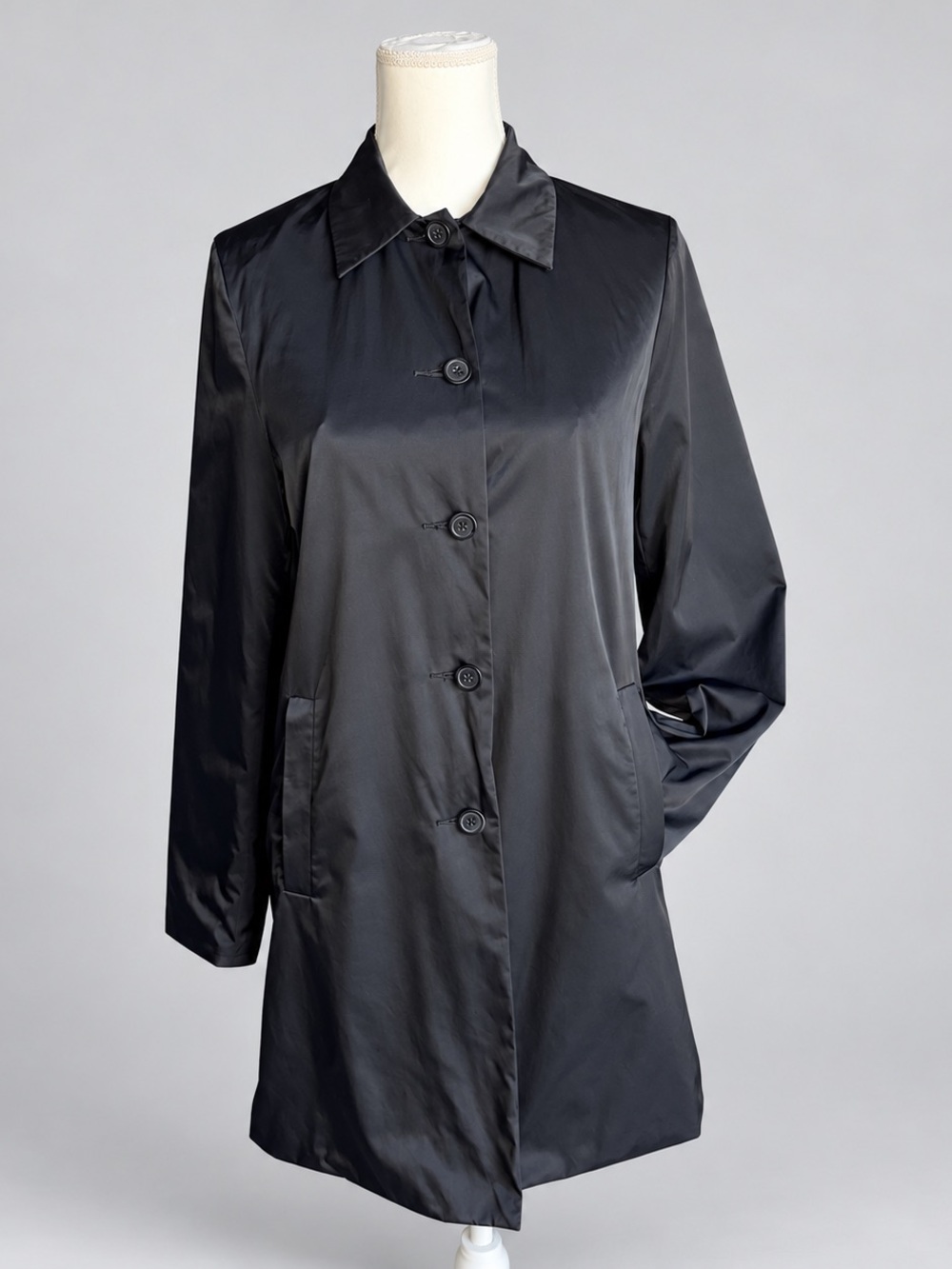 Weatherproof Black Button Front Coat Small Classic Minimalist